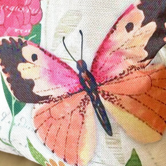 Set/2 Bohemian Garden Boho Butterflies Flowers Linen Blend Throw Pillow Covers - Picture 5 of 9